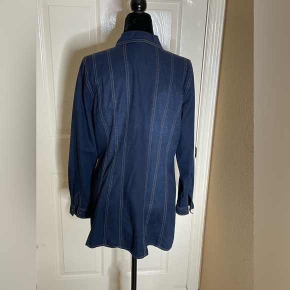 DG2 by Diane Gilman Dark Indigo Denim Shirt - Size Medium - Picture 7 of 9